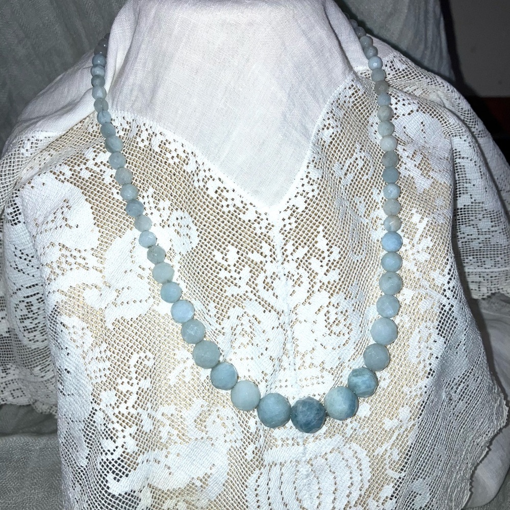 Jay King Aquamarine Faceted Graduated Bead Necklace